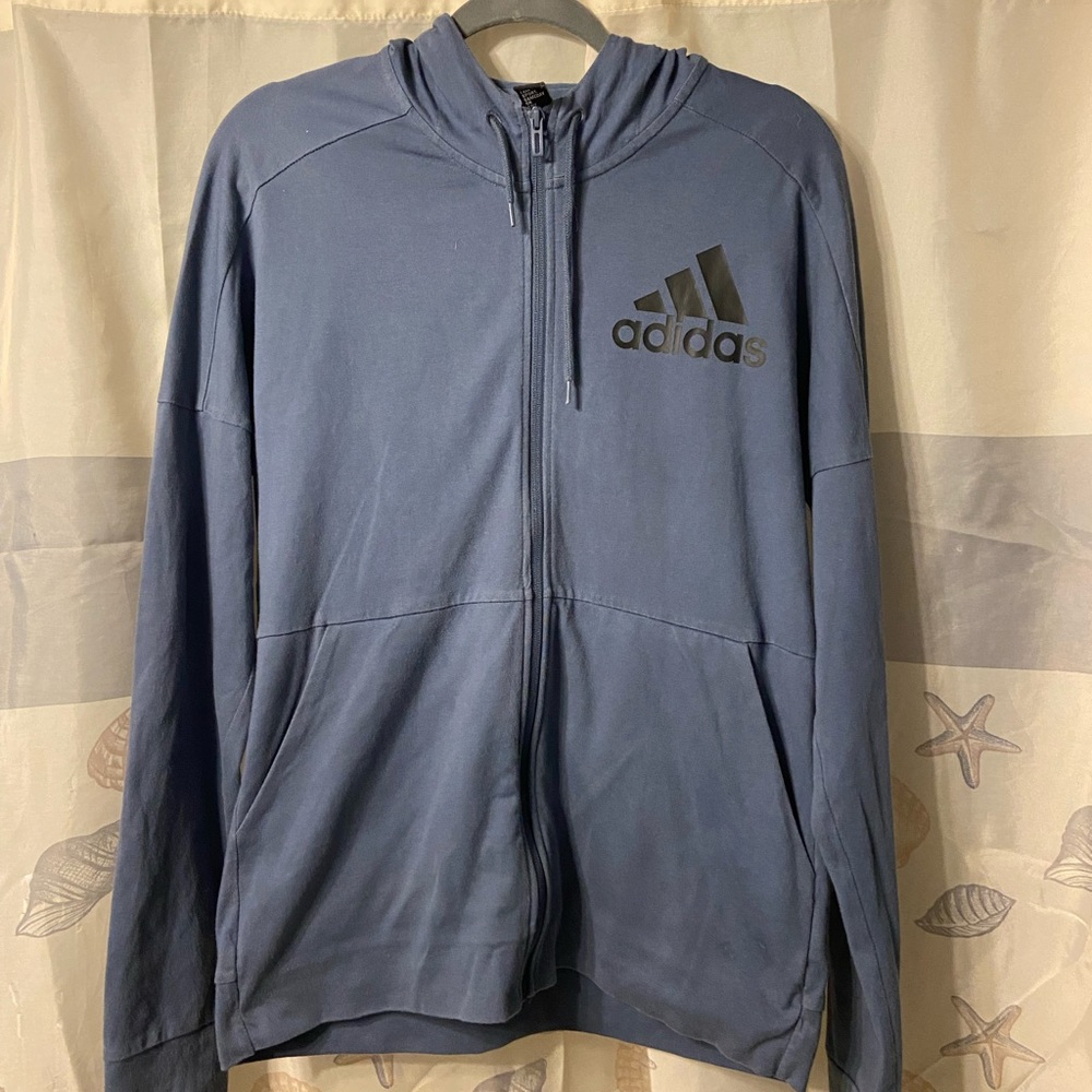 Adidas blue zip up jacket size M